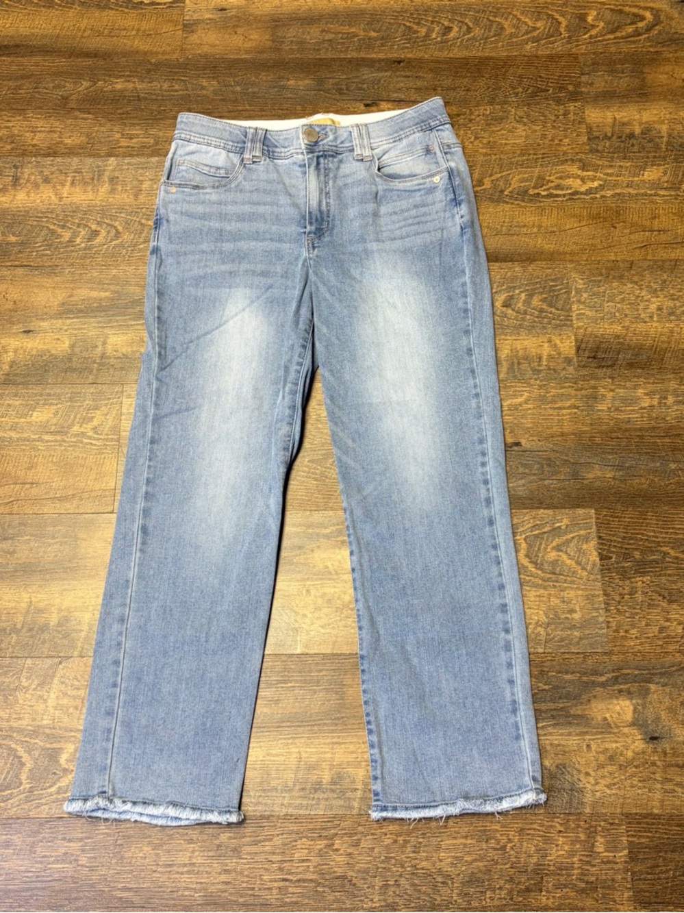 Democracy Ab-Technology High Rise Slim Straight Jeans Womens 10 Raw Hem Stretch